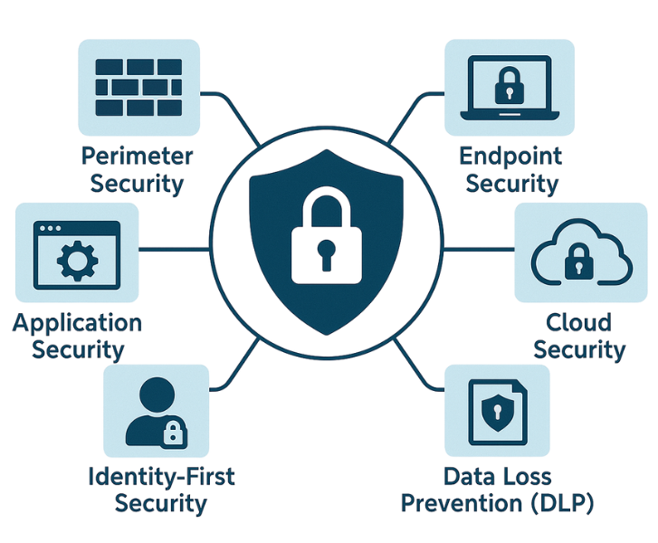 Network security concept showing a digital fortress protecting business data in 2026